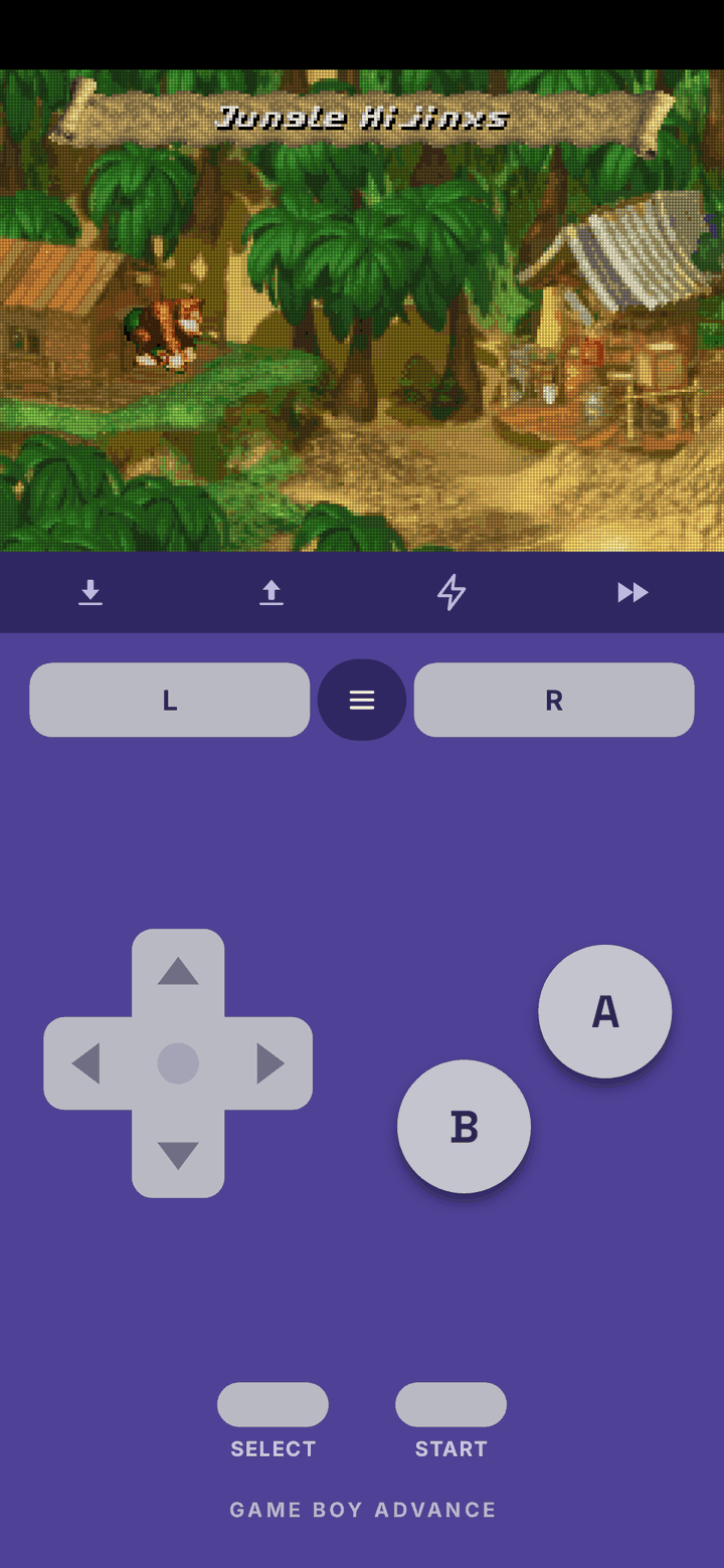 OpenEmux sur Android, un jeu Game Boy Advance avec ses commandes