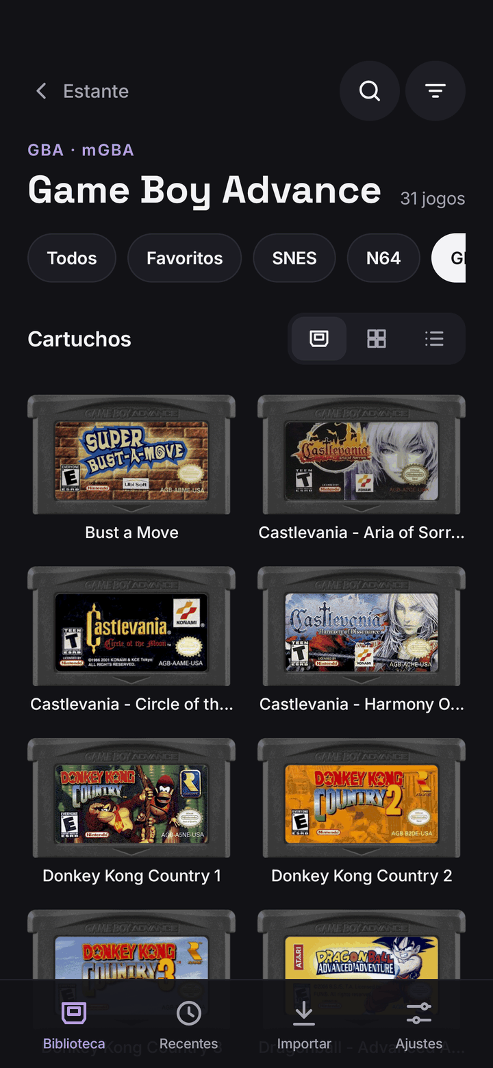 OpenEmux sur Android, les cartouches d’une console