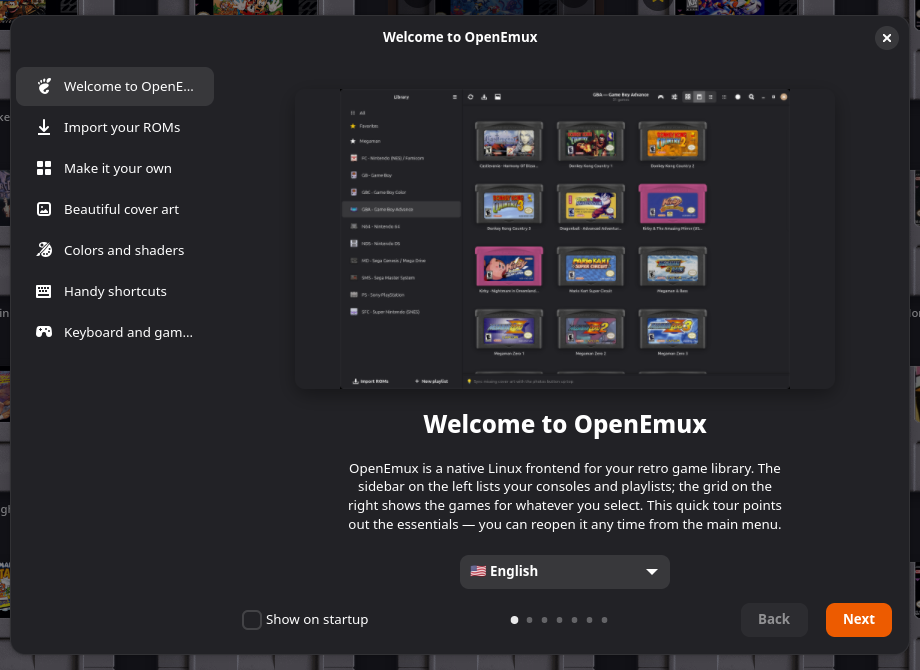 La visite Bienvenue dans OpenEmux
